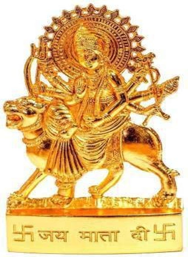 قطعة ديكور خاصة من Satguru Maa Durga Metal Idol/Maa Ambe Murti Navratre - 7 سم (نحاس، ذهبي)